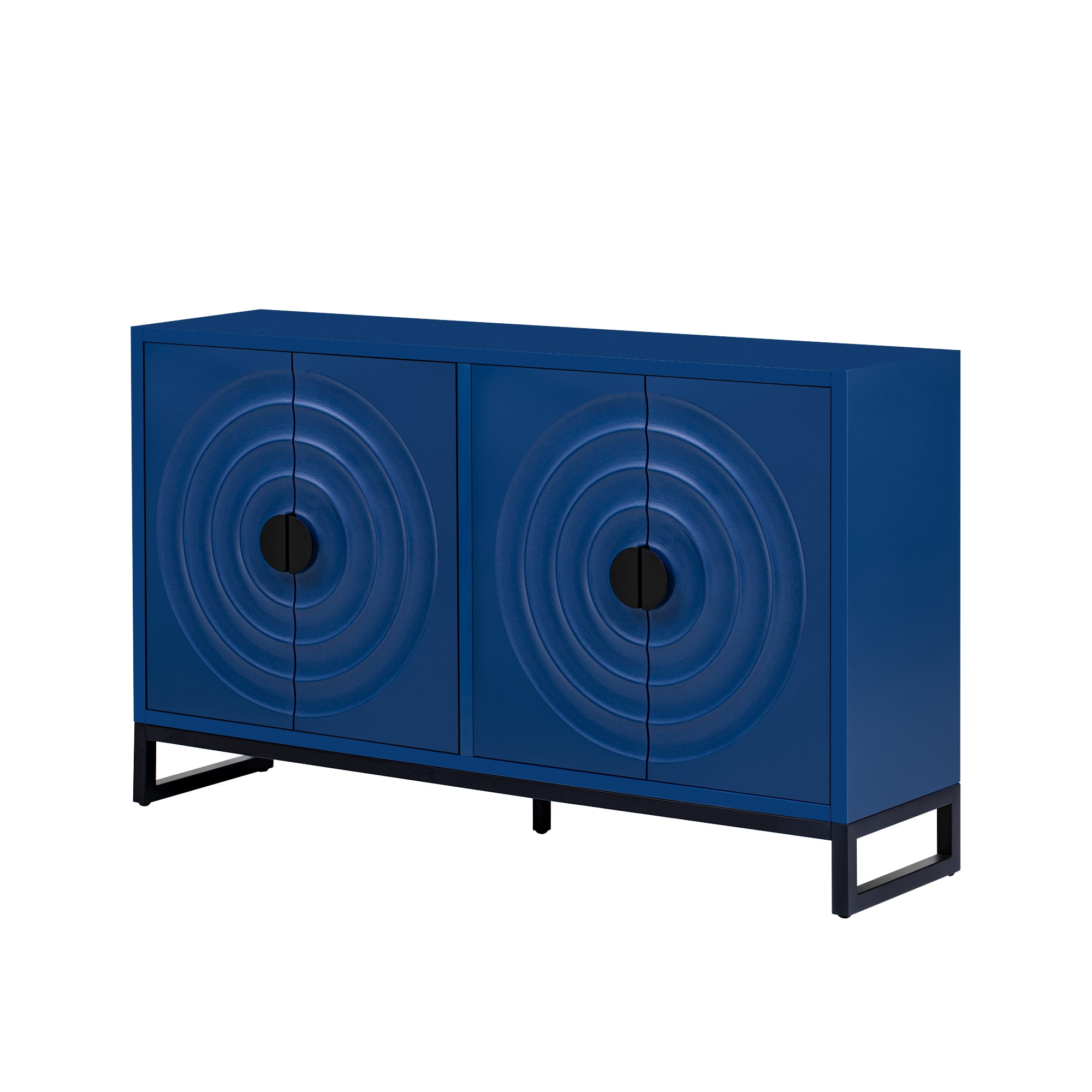 EUROCO 58.2" Sideboard Buffet Cabinet,Large Storage Cabinet with 4 Doors and Adjustable Shelves ,Wood Coffee Bar Cabinet for Entryway,Living Room and Study Room,Navy Blue