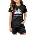 thumbnail image 4 of ibiyuan Girls Clothing 2 Piece Summer Set Easter Holiday Printed Short Sleeve T-Shirt and Shorts Pajama Set for Kids Boys and Girls,4-5 Years,Black, 4 of 4
