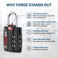 thumbnail image 4 of Forge TSA Approved Luggage Locks - Black 4 Pack - Lifetime Warranty, Easy Read Dials, Open Alert Indicator, Alloy Body, 4 of 8
