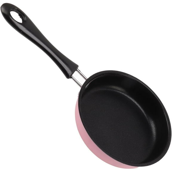 Yoqb 5 inch Egg Frying Pan, Mini Stainless Steel Round Frying Pan Nonstick Omelet Pan Multipurpose Skillet with Handle for Induction Cooker(pink)A108