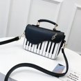 thumbnail image 1 of Black Bolso de moda para mujer, bolso de hombro de cuero de Pu con patrón de Piano, bolso cruzado pequeño para niñas, 1 of 5