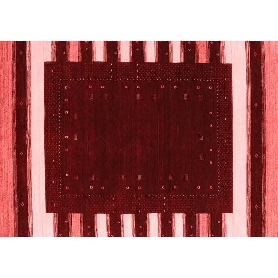Ahgly Company Indoor Rectangle Abstract Red Contemporary Area Rugs, 2' x 4'
