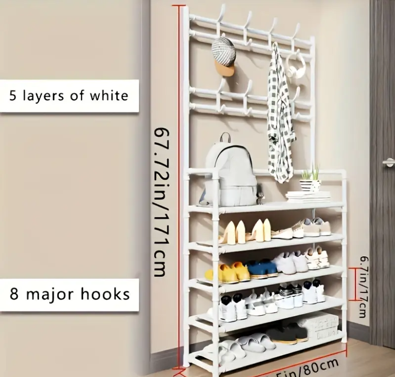 Clothes Rack Shoe Rack Stainless Steel Wardrobe Space Suitable for