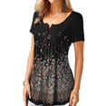 thumbnail image 4 of Camiseta de mujer con estampado floral, cuello en V, botón, túnica, blusa de manga corta, XL sidaley AP003433-04, 4 of 6
