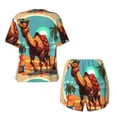 thumbnail image 5 of Picia Cool Camel Oasis Vibes Pajamas Sets for Women Soft Short-Sleeved Pjs with Lounge Shorts Two Piece Sleepwear-3X-Large, 5 of 9