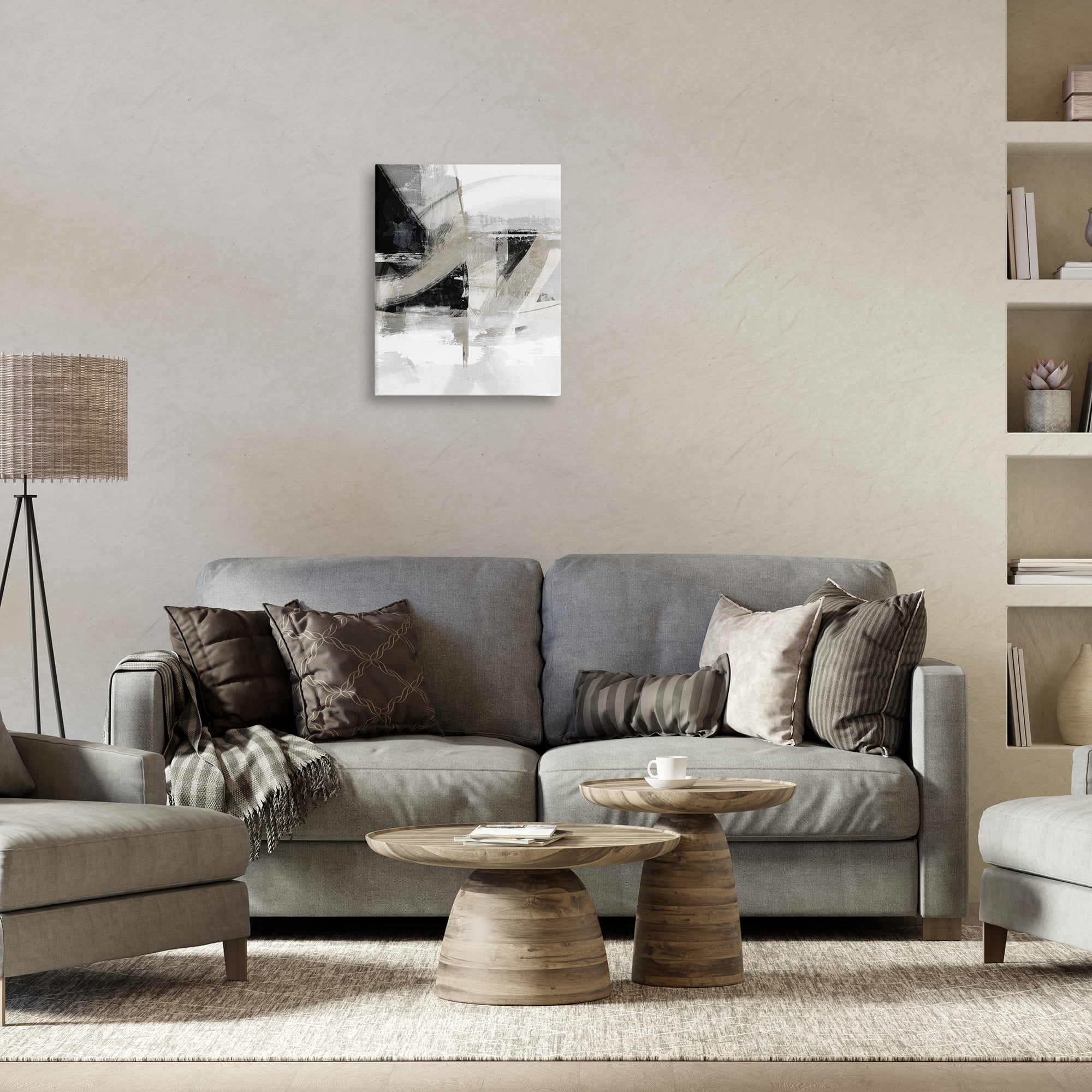 Stupell Industries Neutral Urban Complex Abstract Painting Gallery Wrapped Canvas Art Print Wall Art, 16 x 20