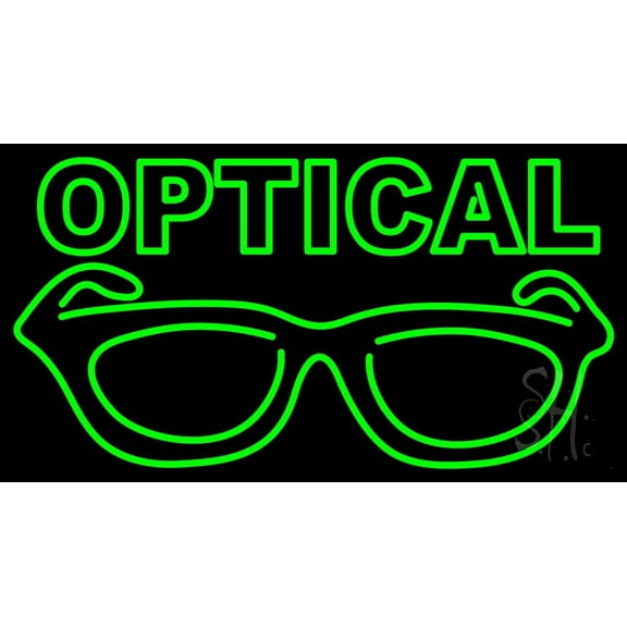 Optical With Glass Logo LED Neon Sign 13 x 24 - inches, Black Square Cut Acrylic Backing, with Dimmer - Bright and Premium built indoor LED Neon Sign for Defence Force.