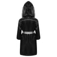 thumbnail image 2 of Raenseen Garçons Enfants Robe de Boxe à Manches Longues Uniforme Kick Boxe Art Martial Muay Thaï Entraînement à Capuche Noir&Argent 8, 2 of 5