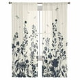 thumbnail image 3 of Navy Botanical Sheer Curtains 72 Inches Long 2 Panels Set, Window Sheer Curtains for Living Room/Bedroom, Blue Dragonfly Flower Leaf Retro Style Light Filtering Rod Pocket Curtain 52'' x 72'' x 2, 3 of 7