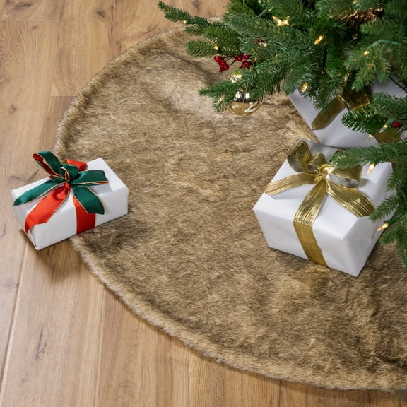 Northlight Faux Fur Christmas Tree Skirt - 48" - Brown