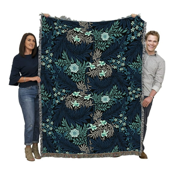 Larkspur Shadows Cotton Tapestry Throw - 72x54 USA-Made Blanket Gift