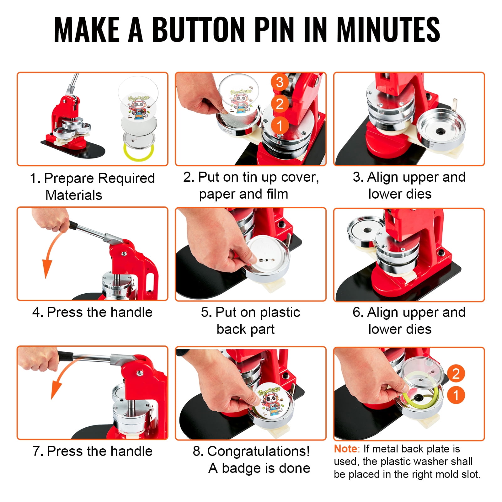 KFFKFF 200 Packs 3-inch 75mm Pin Back Accessory Pieces, Craft Your Own Round Badge Elements, Kit Comprises Metal Cap, Plastic/Metal Fastener, Transparent Film, and Empty Paper For Gifting Purposes