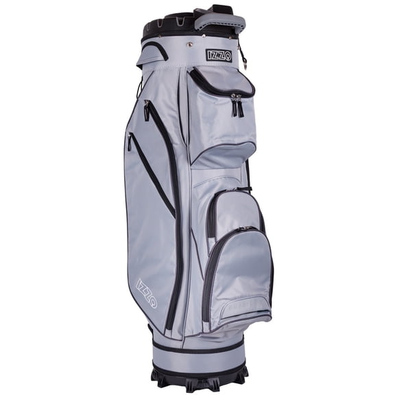 IZZO Golf Vault Golf Cart Bag - Grey – 14-Way Quiet Club Lock Top Divider, Dedicated Putter Well, Anti-Rattle Organizer