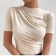 thumbnail image 4 of Body moldeador para mujer, color liso, ligero, fino, plisado, ajustado, manga corta, cuello redondo, mono con aberturas., 4 of 5