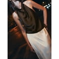 thumbnail image 2 of Women Y2k Satin Halter Tank Tops Cute High Mock Neck Backless Silk Cami Open Back Camisole Going Out Tops, 2 of 6