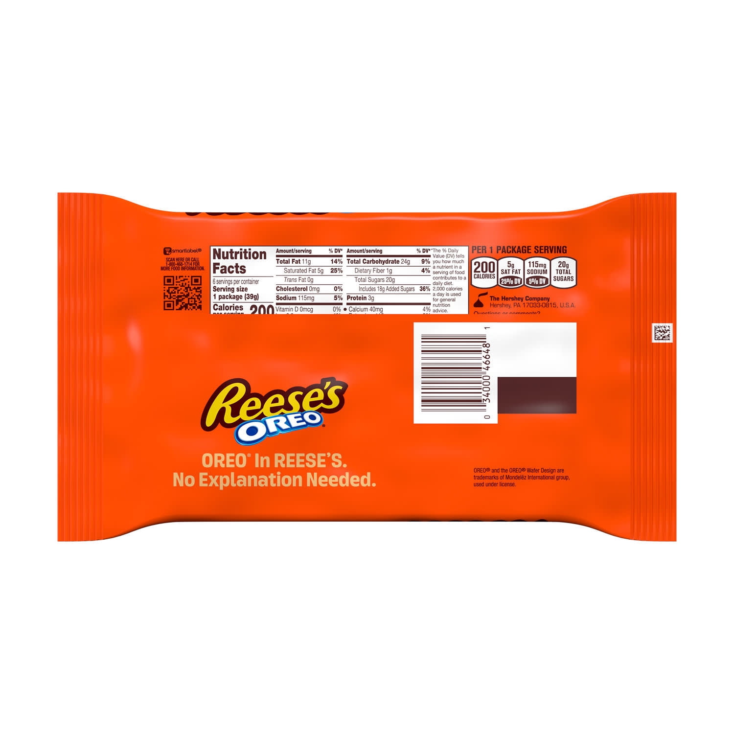 REESE'S OREO® Milk Chocolate and White Creme Peanut Butter Cups, Candy Packs, 1.4 oz (6 Count)