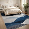 thumbnail image 3 of ODIKA 8'x10' Washable Area Rug Abstract Modern Minimalist Wave With Boho Farmhouse Stripe Accents for Living Room, Under Sectional, Family , Durable, Non-Slip, 3 of 7
