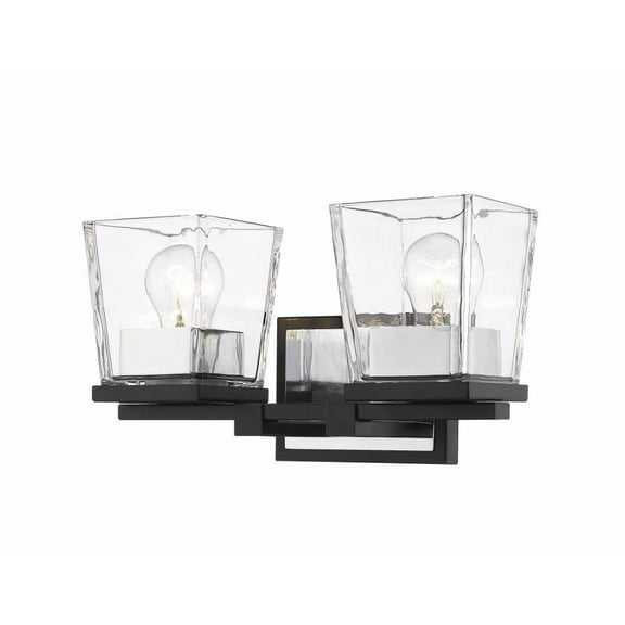 2 Light Vanity Light Fixture in Restoration Style 14 inches Wide By 7.5 inches High-Matte Black/Chrome Finish Bailey Street Home 372-Bel-4314727