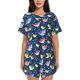 thumbnail image 1 of Fotbe Colorful Cartoon Shark Conjunto de Pijama Estampado para Mujer, 2 Piezas, Ropa de Dormir con Camiseta de Manga Corta y Shorts Suaves-4X-Large, 1 of 6