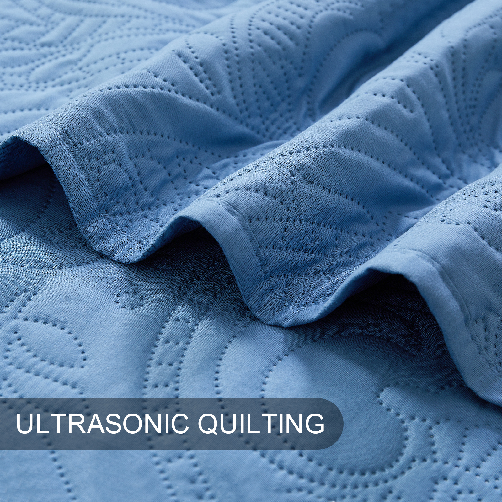 Bourina Modern Floral 3-Piece Quilt Set, Blue,King,Lightweight & Comfortable,Perfect for All Seasons
