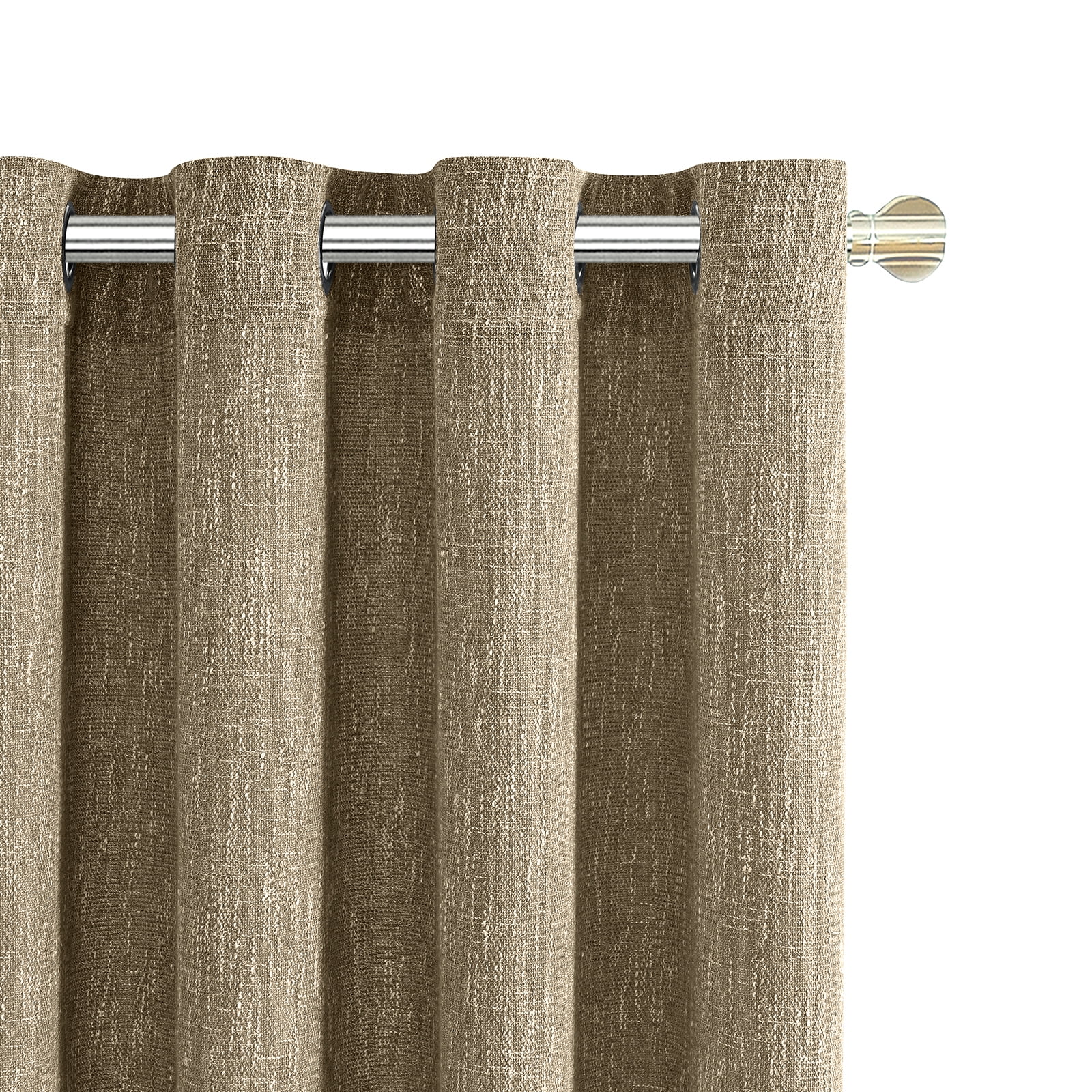 RISSIEN Extra Long Burlap Linen Farmhouse Curtains 240 inch Length 1 Panels for 2 Story High Living Room Textured Thick Light Filtering Privacy Window Drapes with Grommet 20ft (52x240 Coffee)