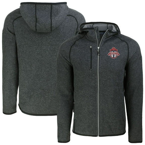 Men's-Cutter & Buck  Heather Charcoal Toronto FC Mainsail Raglan Full-Zip Hooded Jacket