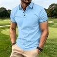 thumbnail image 7 of Homeyce Golf Polos for Men Collar Short Sleeve Polo Shirts Button Down Casual Lightweigt Fashion Work Polo Sweatshirt Solid Color Golf T Shirt,Blue XL, 7 of 7