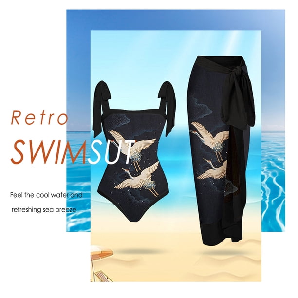 Traje De Baño Damas 2 Piezas De Traje De Baño De Playa Para Mujer Con Cordones Y Vestido Para Deportes Acuáticos (L Negro) Ndcxsfigh Para Estrenar