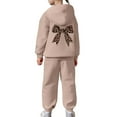 thumbnail image 6 of Tiijoy Little Girls Outfit Set Bow Graphic Hoodie and Sweatpants Warm Soft Clothes Set, 6 of 6