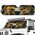 thumbnail image 2 of Uorisanigo Windshield Sunshade for 2018-2024 2025 Jeep Wrangler JL / 2020-2024 Jeep Gladiator JT Front Window Sun Shade Cover, Aluminum Foil Heat UV Protection Accessories, Funny Highland Cow Print, 2 of 7