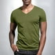 thumbnail image 4 of Blusas y camisas de manga corta con cuello en V para hombre, blusas casuales de verano a la moda de color liso con cuello en V y manga corta para hombre., 4 of 7