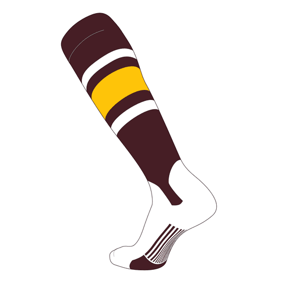 TCK Elite Baseball Knee High Stirrup Socks (E, 7in) Maroon, White, Gold (M)