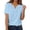 Z02 Blue, variant on Basic Short Sleeve Shirts For Women V Neck Flower Prin Fashion Dressy Casual Button T Shirt Lightweight Soft Spring Blouses Pullover Outfits Blue L