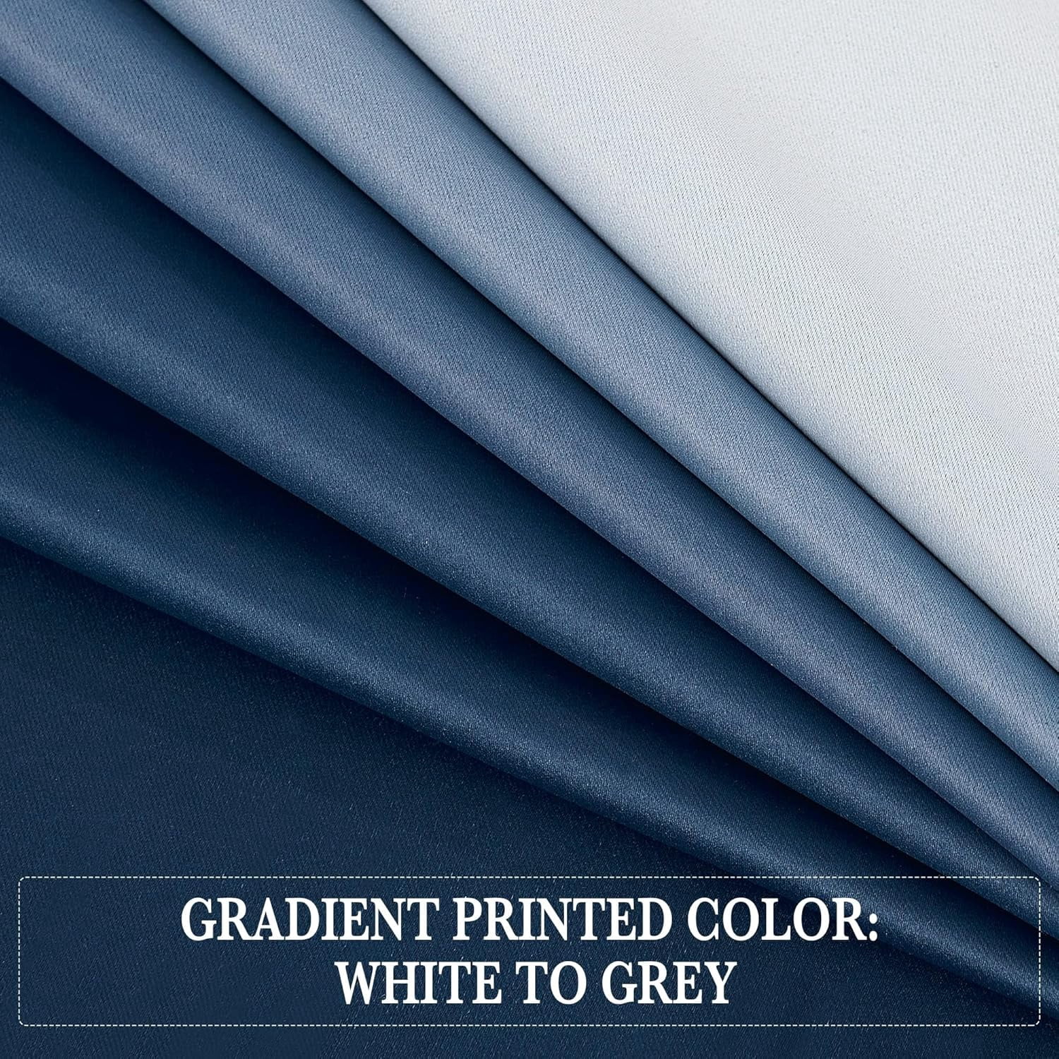NICETOWN Ombre Room Darkening Curtains Gradient Drapes Light Blocking Insulated Thermal Window Curtains for Bedroom/Living Room, 2 Panels, 52x84 inch, White to Navy Blue
