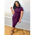 thumbnail image 4 of HAHDAXIA Femmes Mode Peplum Bodycon Manches Courtes Arc Club Volants Crayon Partie Robe, 4 of 5