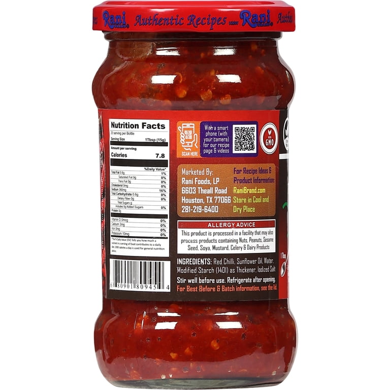 Rani Brand, Red Chilli Cooking Paste, 10.58oz, Vegan, Gluten Free