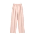 thumbnail image 3 of MEZZALL Women Pajama Set Crew Neck Long Sleeve Striped Top Elastic Waist Wide Leg Pants Loungewear Sleep Set Soft Loose Fit Sleepwear for Ladies Home Nightwear Trendy 2 Piece Pjs, 3 of 4