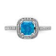thumbnail image 4 of 925 Sterling Silver Square Blue Created Opal Cubic Zirconia Cz Ring Gemstone, 4 of 8