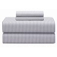 thumbnail image 2 of Feather and Stitch New York 4-Piece 300 Thread Count Grey Stripe 100% Cotton Percale Sheet Set, Queen, 2 of 5