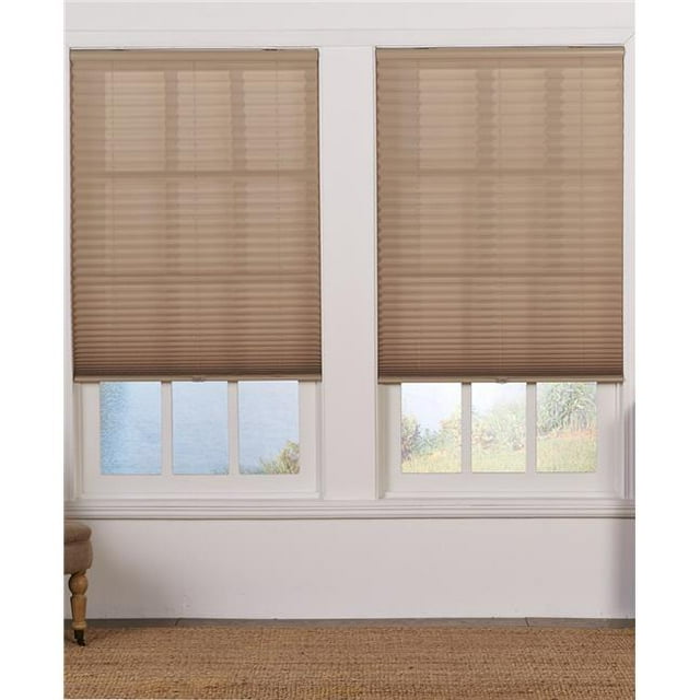 Store Plissé Sans Cordon à Filtration de Lumière, Camel - 32 x 64 Po