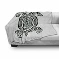 thumbnail image 3 of Black and White Soft Flannel Fleece Throw Blanket, Monochrome Turtle with Spiral and Stripes on Bullseye Pattern Shell, Cozy Plush for Indoor and Outdoor Use, 70" x 90", Black and White, by Ambesonne, 3 of 6