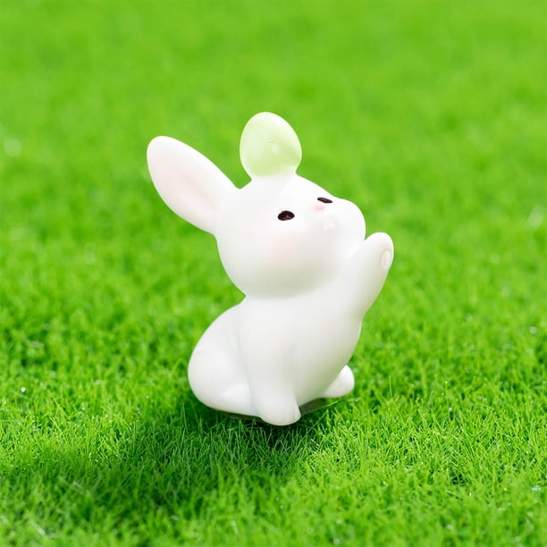 Easter Decoration Gnome Bunny Egg Figurine Set, Miniature Resin Landscape Ornament for Desktop Car Display, 2-Pack