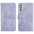 thumbnail image 2 of Elegant Butterfly Flower Embossed Flip Case for Samsung Galaxy S24 FE - PU Leather Wallet Case Kickstand Card Slots Drop Protection Lanyard Shoulder Strap for Samsung Galaxy S24 FE, Lightpurple, 2 of 12