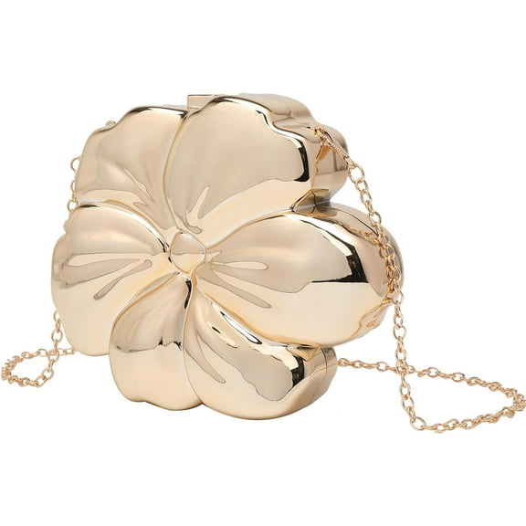 Acrylic Clutch Purse for Women Flower Shaped Evening Crossbody Bag Sparkly Metallic Acrylic Handbag for Wedding Party