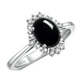 thumbnail image 4 of RYLOS Rings for Women 14K White Gold Ring with 7X5MM Oval Gemstone &  Sparkling Diamonds Cabochon Onyx Jewelry Size 7, 4 of 8