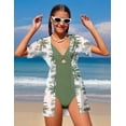 thumbnail image 3 of Traje de baño KANGKANG para niñas de una sola pieza, verde, con funda, tallas 11-12, 3 of 7