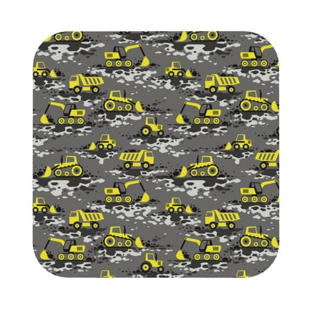 

Salouo Modern Yellow Excavator Print Round Coaster Drink Coasters Leather Bar Beer Beverage Coasters for Drinks Set of 4 for Tabletop Protection Coffee Table Decor