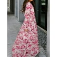 thumbnail image 3 of Womens Floral Maxi Dress Casual Deep V Neck Long Sleeve Long Evening Dress Cocktail Party Wedding Dresses, 3 of 4