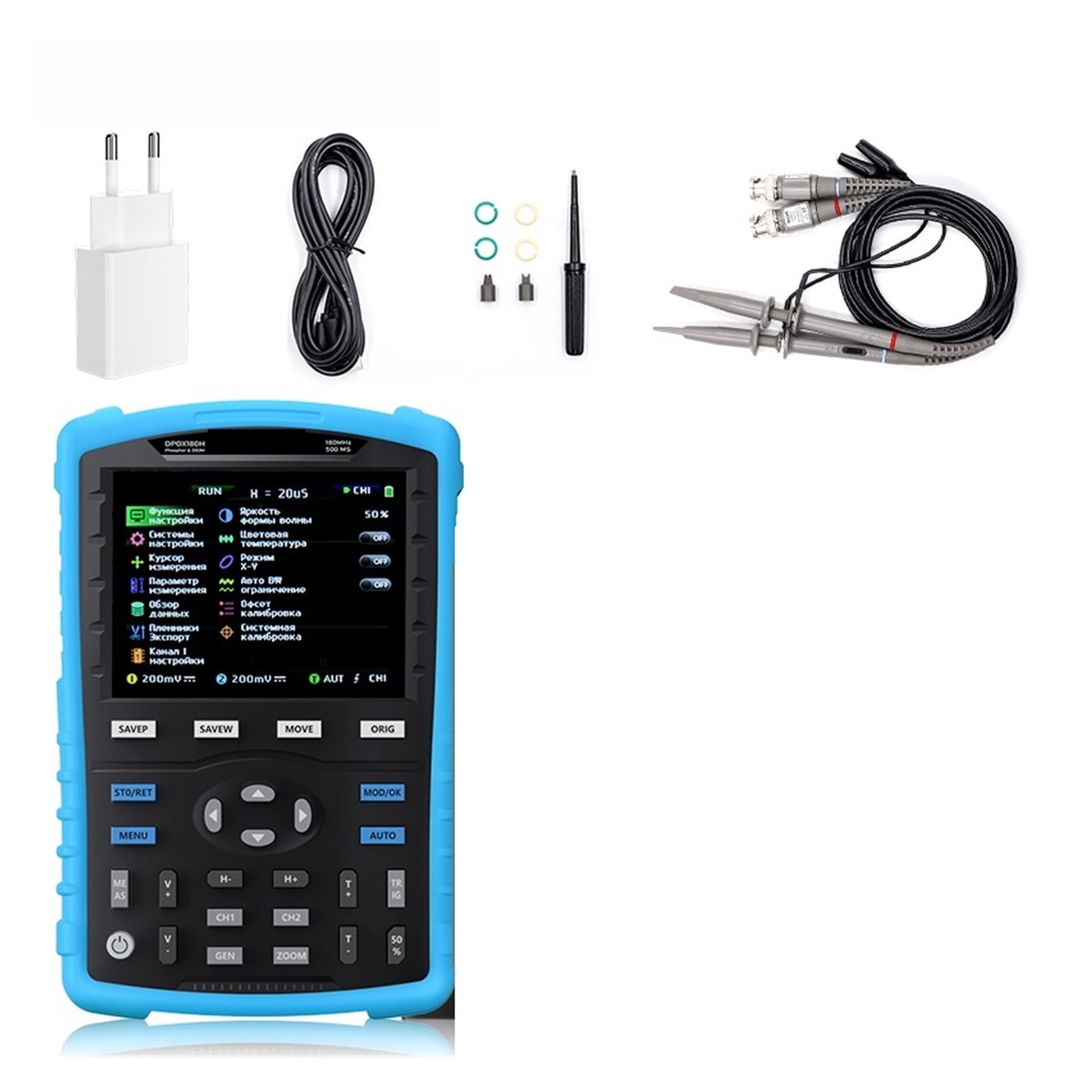 DPOX180H Handheld Dual Channel Digital Oscilloscope 180MHz-3DB 2 In 1 Function Signal Generator Fluorescence Display ,Professional Designed