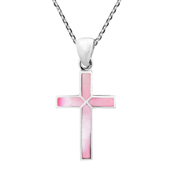 AeraVida Christian Cross of Faith Inlaid Black Onyx Sterling Silver Religious Ornament Necklace Anniversary Jewelry Gift for Female Accessories